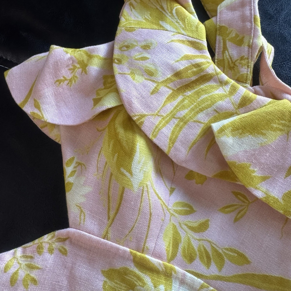NWT Zimmermann Mini Linen Dress Size:3(US:10) Floral Ruffle Open Back MSRP:$695 - Picture 15 of 15